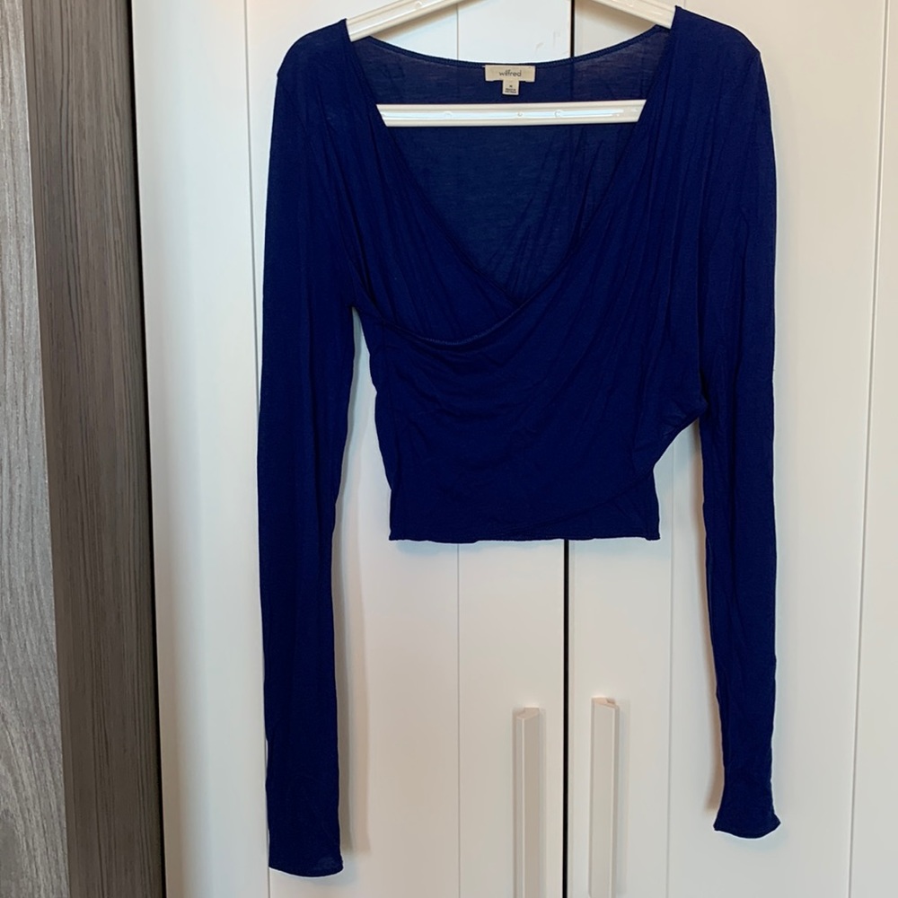 Wilfred Royal Blue Long Sleeve Crop Top